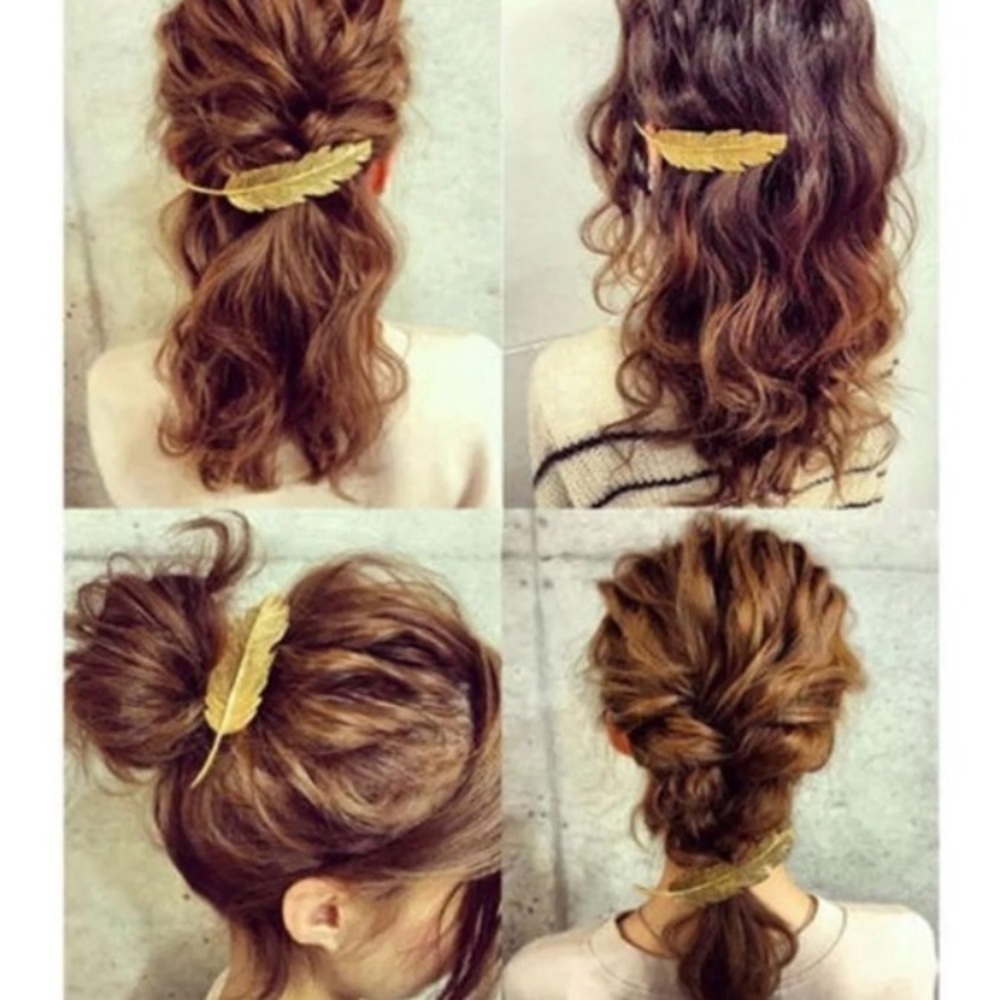 NWT Boho Minimalist Feather Leaf Hair Barrett Clip